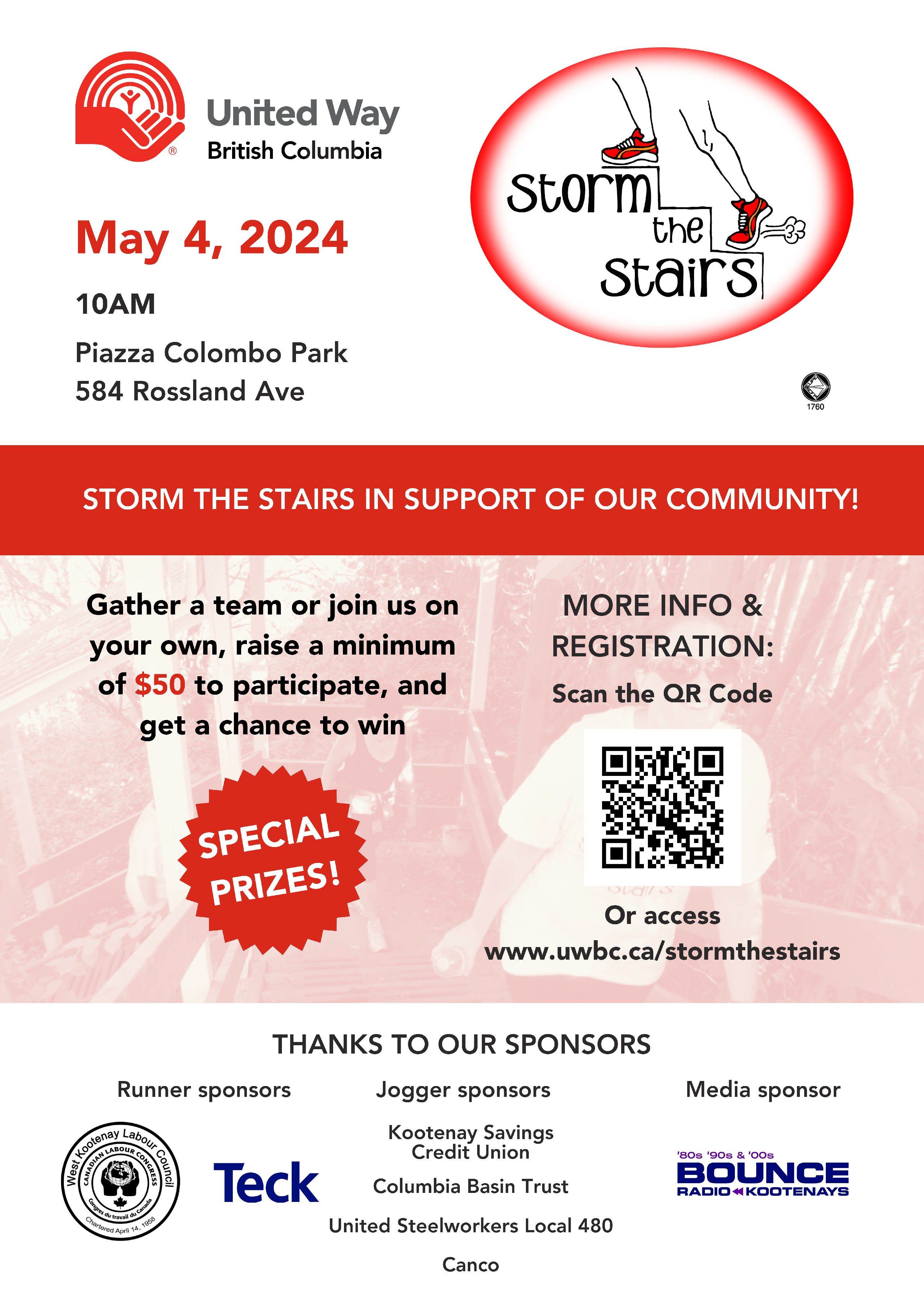 May 4th – Storm the Stairs event in Trail – United Way BC